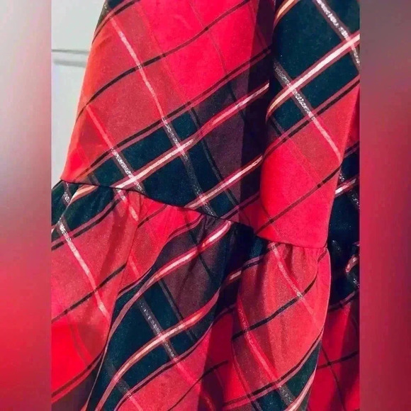 Holiday Red Plaid Dress Bolero Black Velour size 12 - Picture 2 of 7